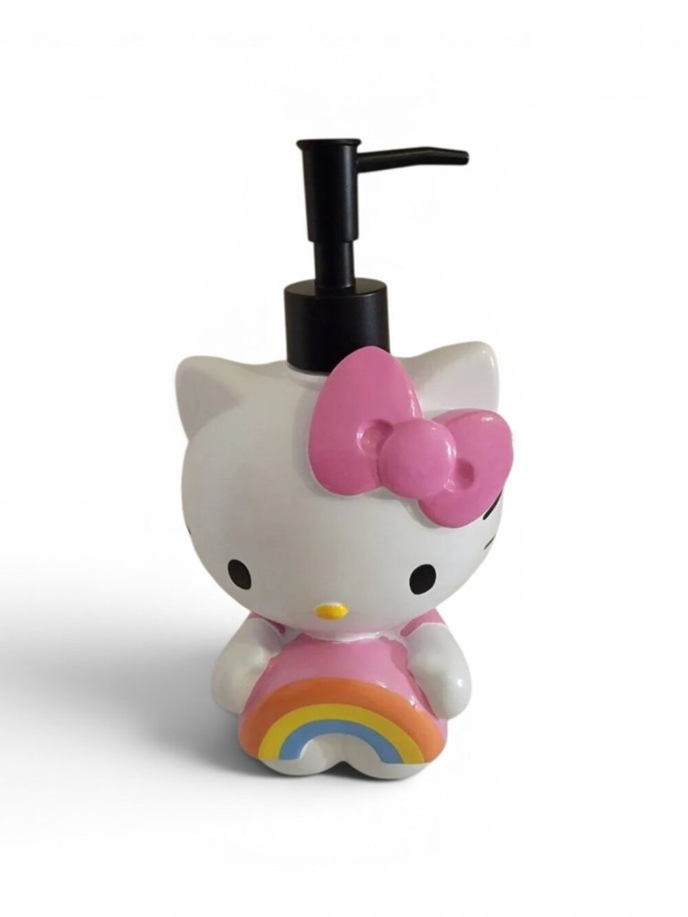 Hello Kitty Rainbow Soap Dispenser Ceramic Sanrio Kawaii Bathroom Decor Pink Bow